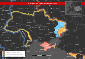 Carte de l'Ukraine en 2022 (mode sombre)