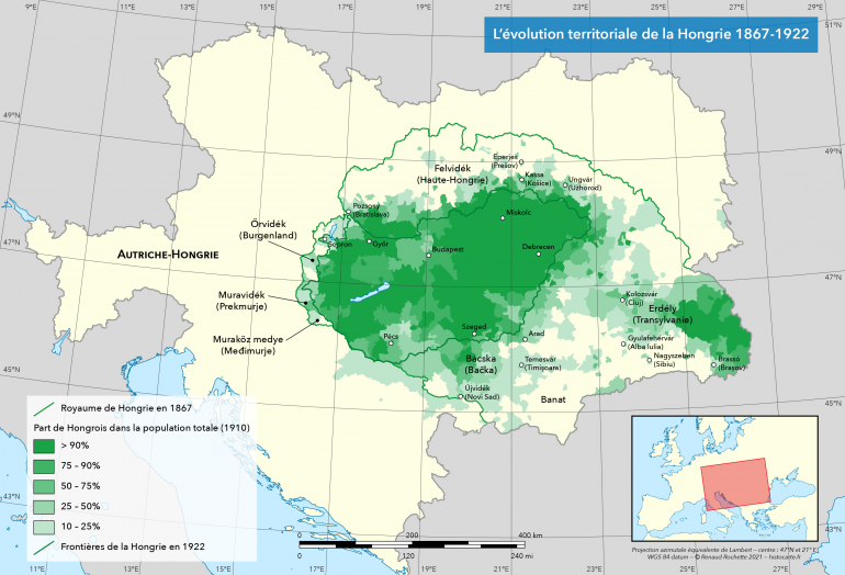 Évolution territoriale de la Hongrie 1867-1922