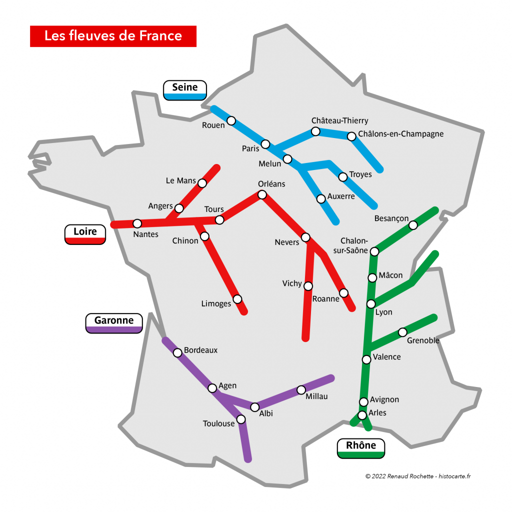 Fleuves français façon plan de métro
