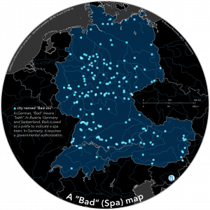 carte des villes d'eau en Allemagne, Autriche et Suisse